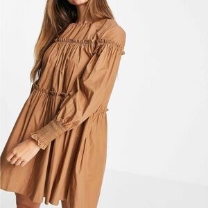 Mango Puff Sleeve Poplin Dress
